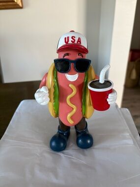 July 4th Cool Patriotic Hot Dog w/ Sunglasses 8” Figurine Decor